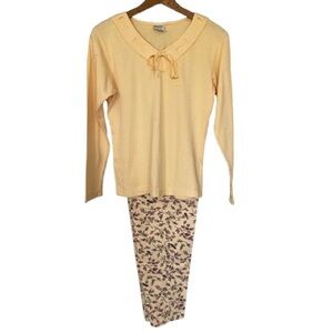 Deadstock Michael G. Los Angeles Girls Floral Pants & Yellow Cotton Top Sz M NWT